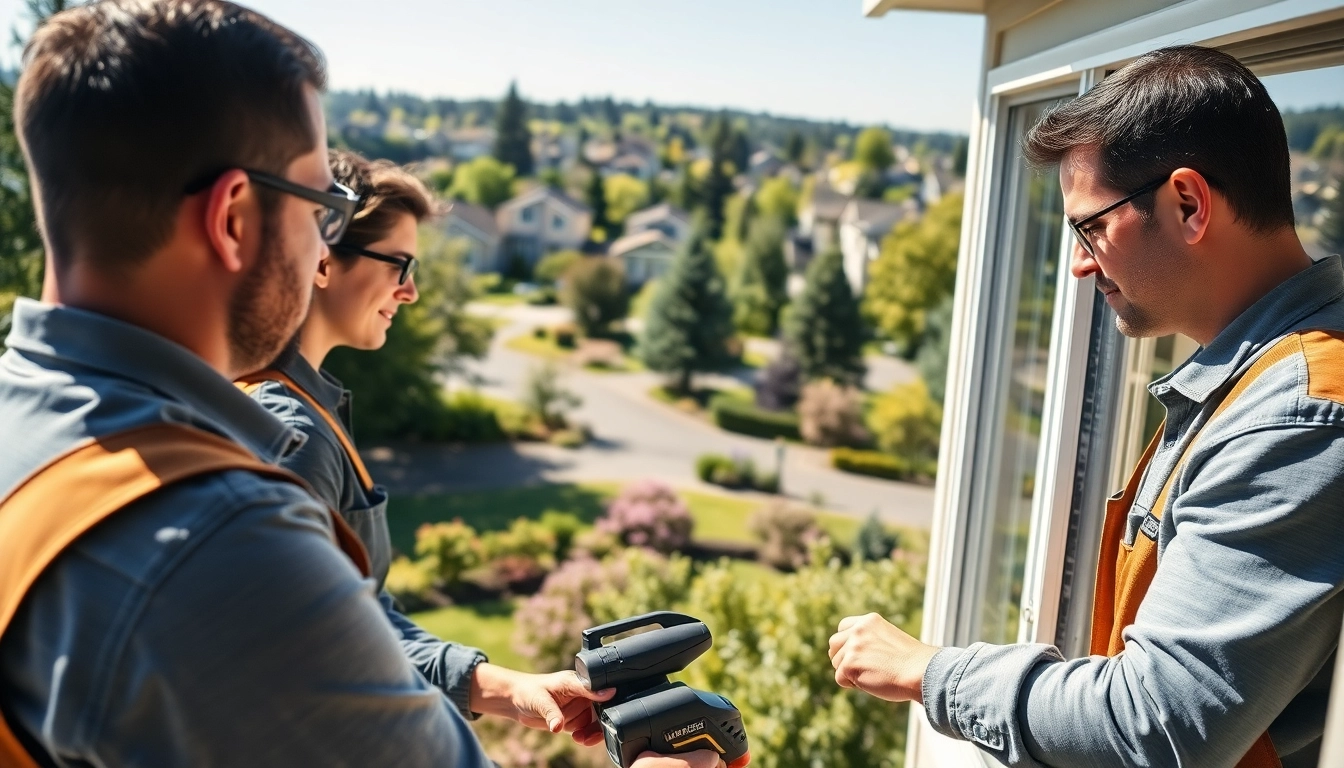 Workers performing window replacement Tigard Oregon with precision and care, showcasing energy-efficient installations.