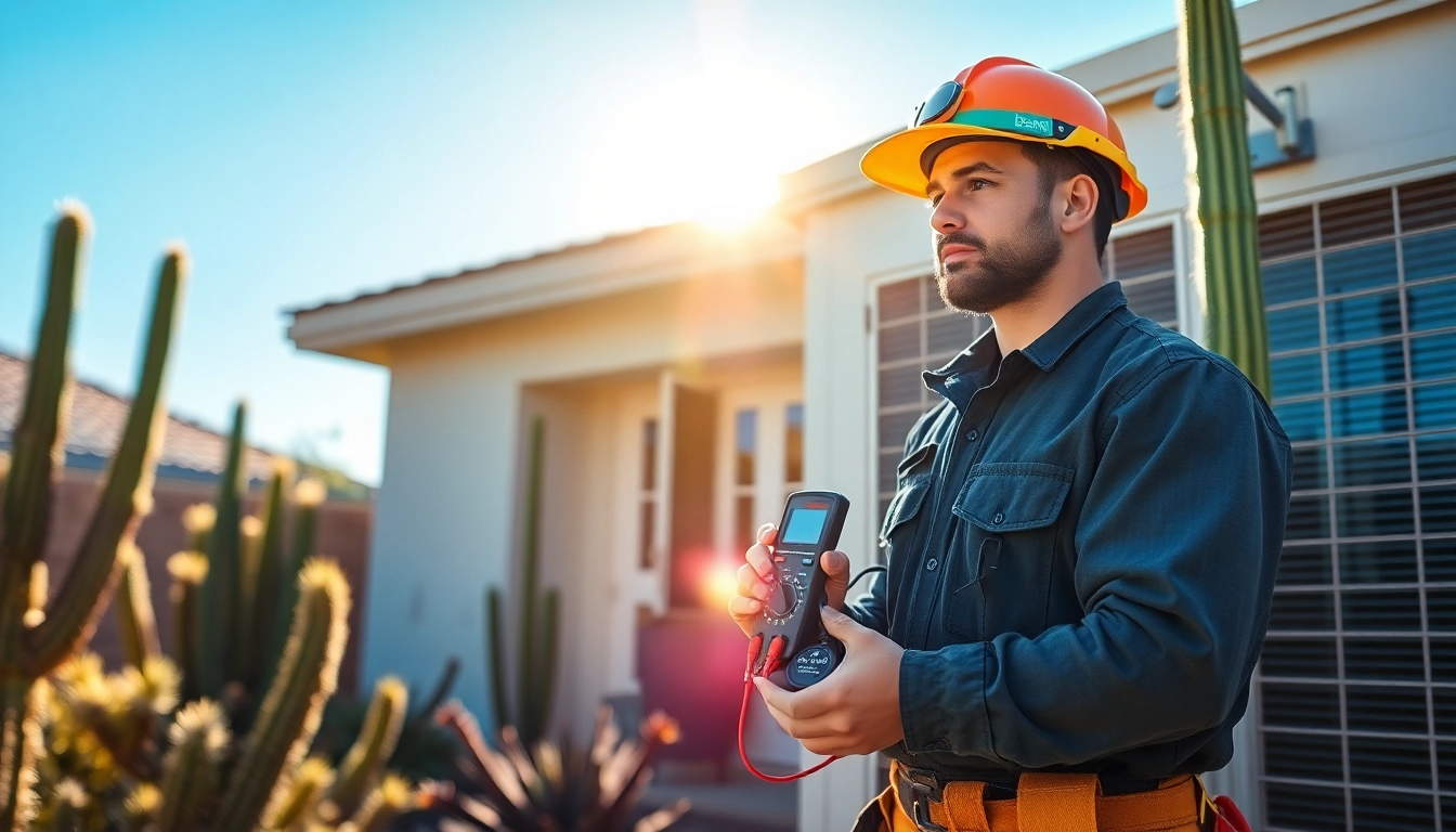 Performing AC repair in Phoenix, AZ with an expert HVAC technician in action.